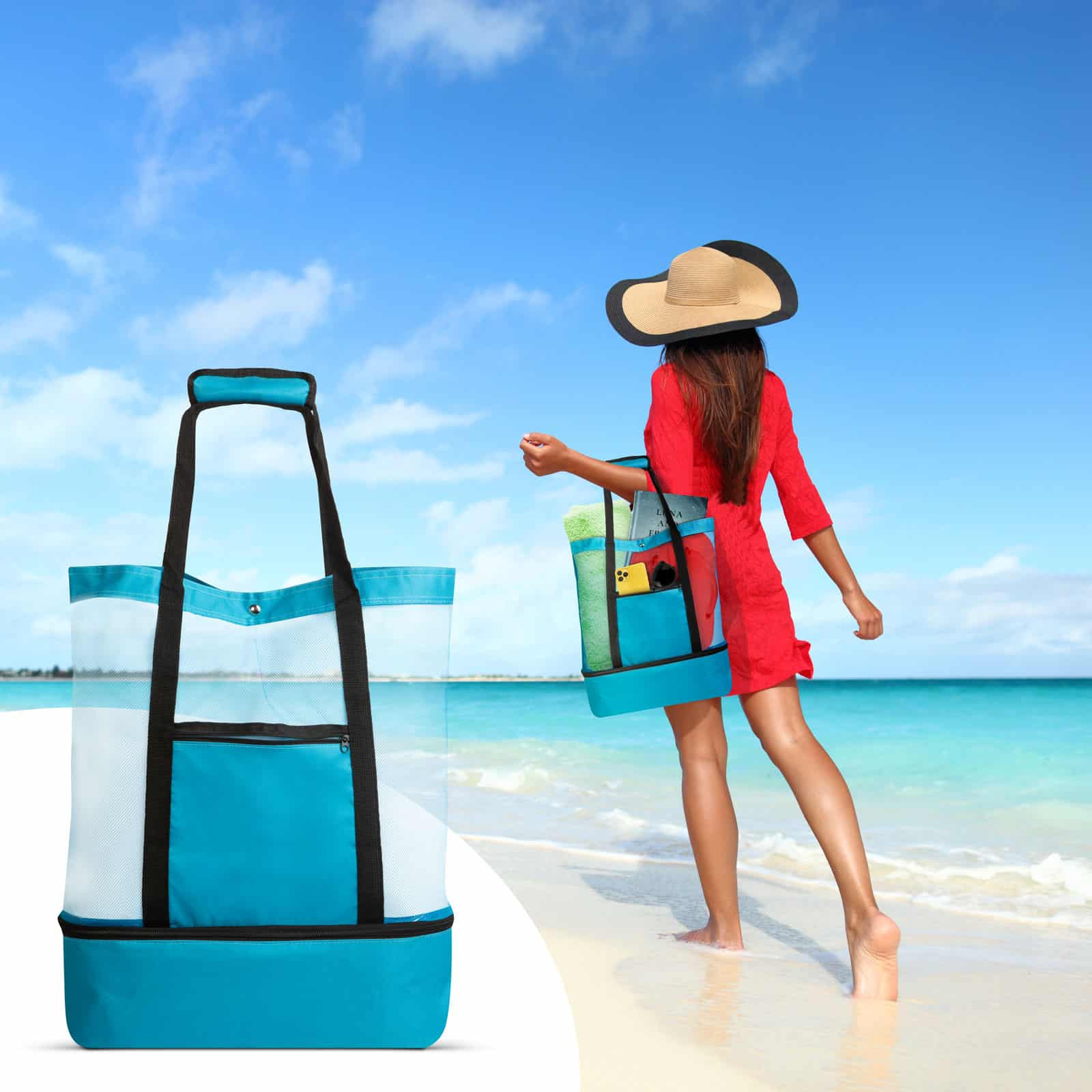 Termo torba za na plažo 45 x 43 x 15 cm modra