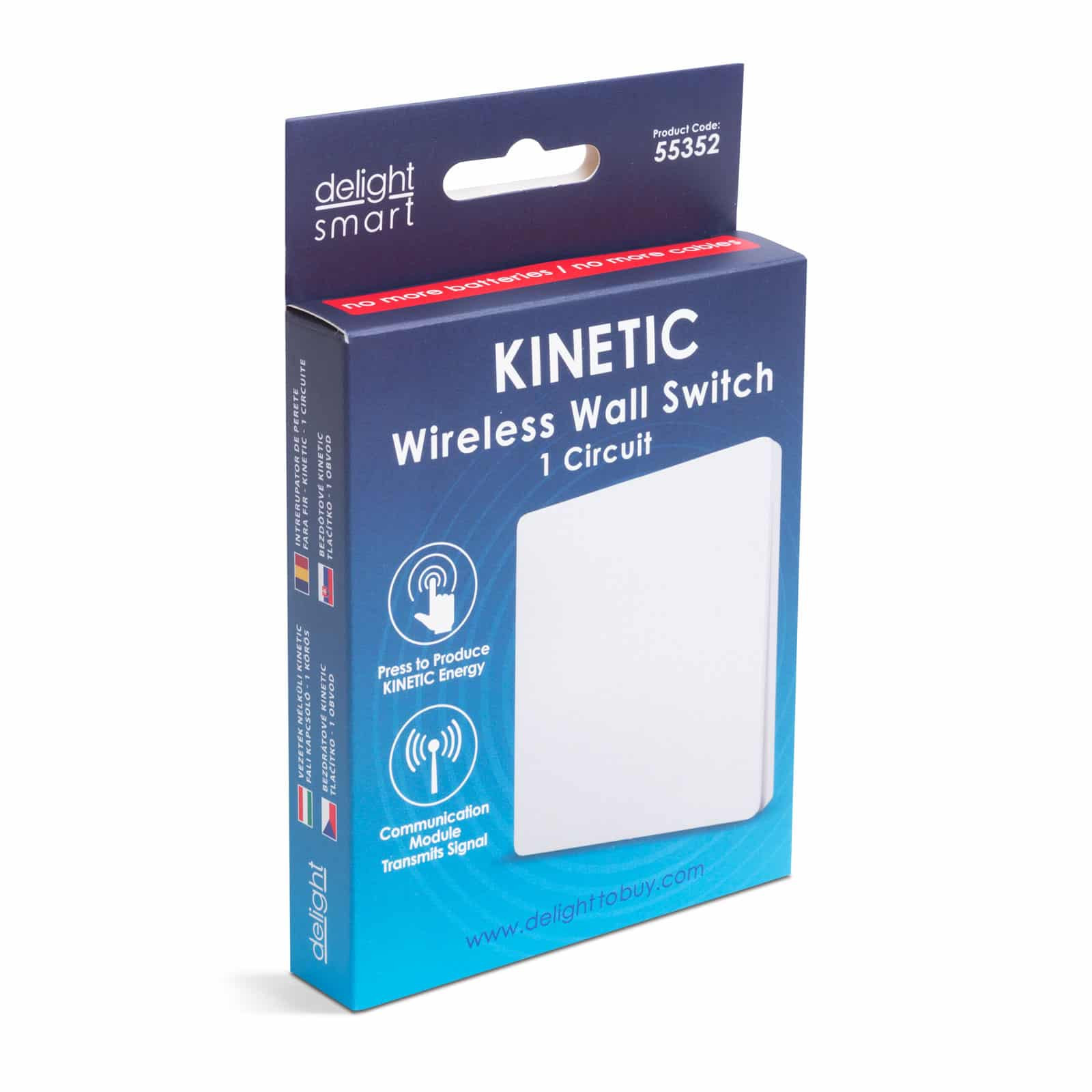 Brezžično stikalo KINETIC brez baterij 433 Mhz enojno belo