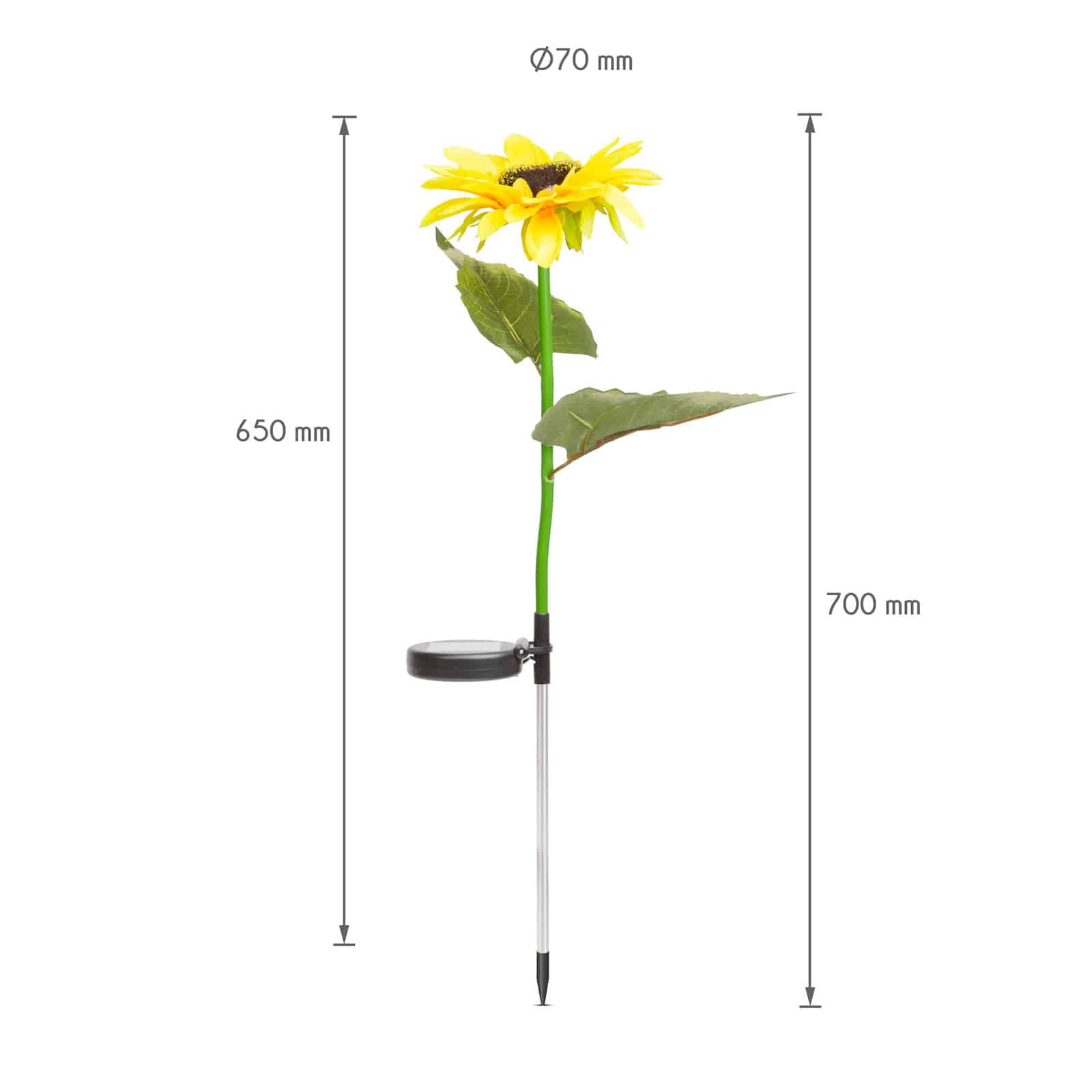 LED solarna svetilka v obliki sončnice toplo bela svetloba 70 cm 2 kosa