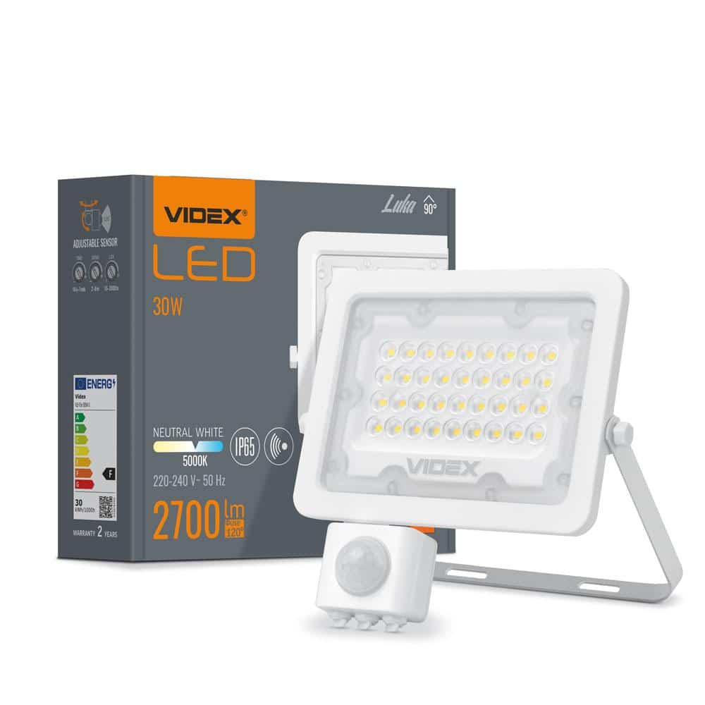 LED reflektor Luca 30W 2700lm 5000K s senzorjem gibanja IP65 vodotesen bel