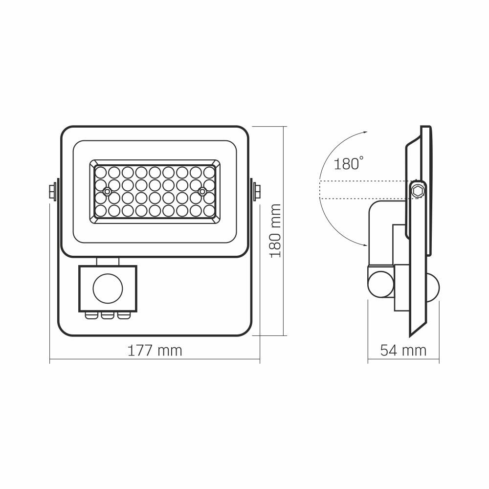 LED reflektor Luca 30W 2700lm 5000K s senzorjem gibanja IP65 vodotesen bel