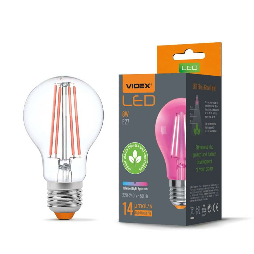 LED sijalka za rast rastlin "grow lamp" E27 8W PPF 14 µmol/s