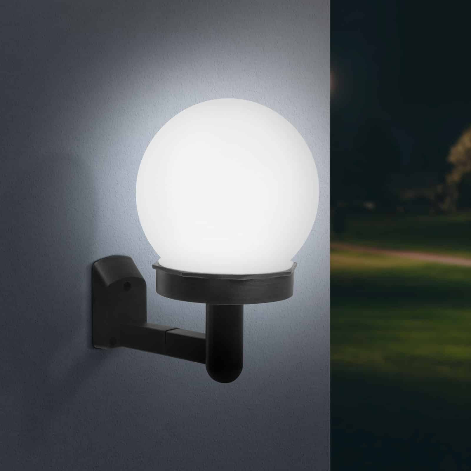 Stenska solarna svetilka v obliki krogle bela PVC 10 cm