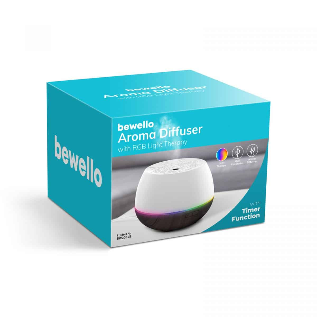 Vlažilnik zraka - difuzor 160ml z RGB LED osvetlitvijo na USB napajanje bele barve – slika 6
