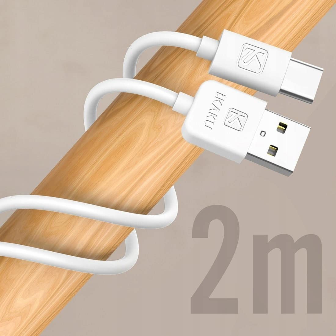 USB-C kabel 200cm bel za polnjenje ali prenos podatkov