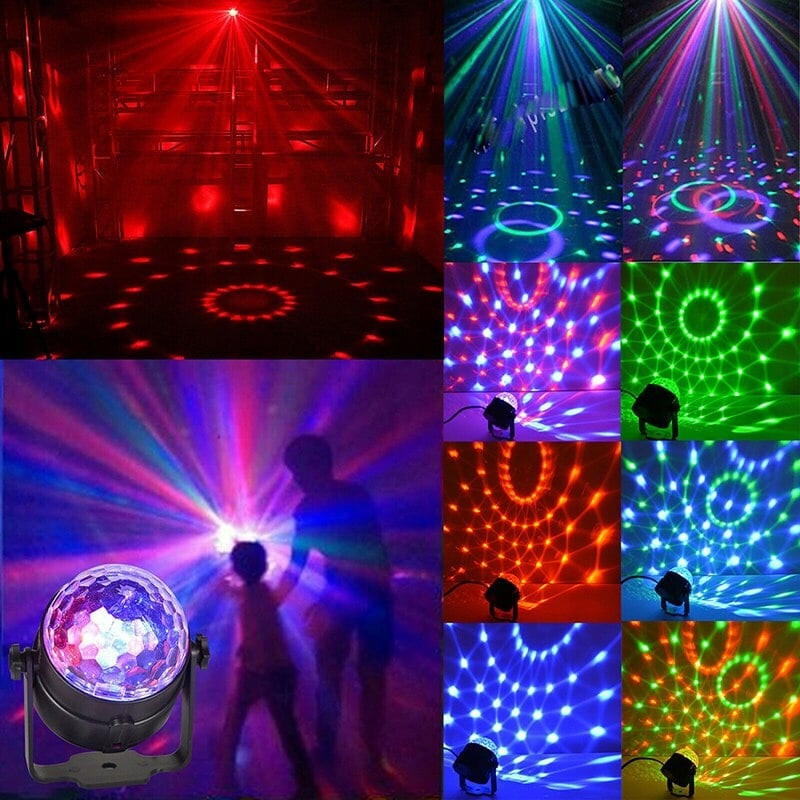 LED disko RGB svetilka s senzorjem zvoka in daljinskim upravljalnikom 3x1W