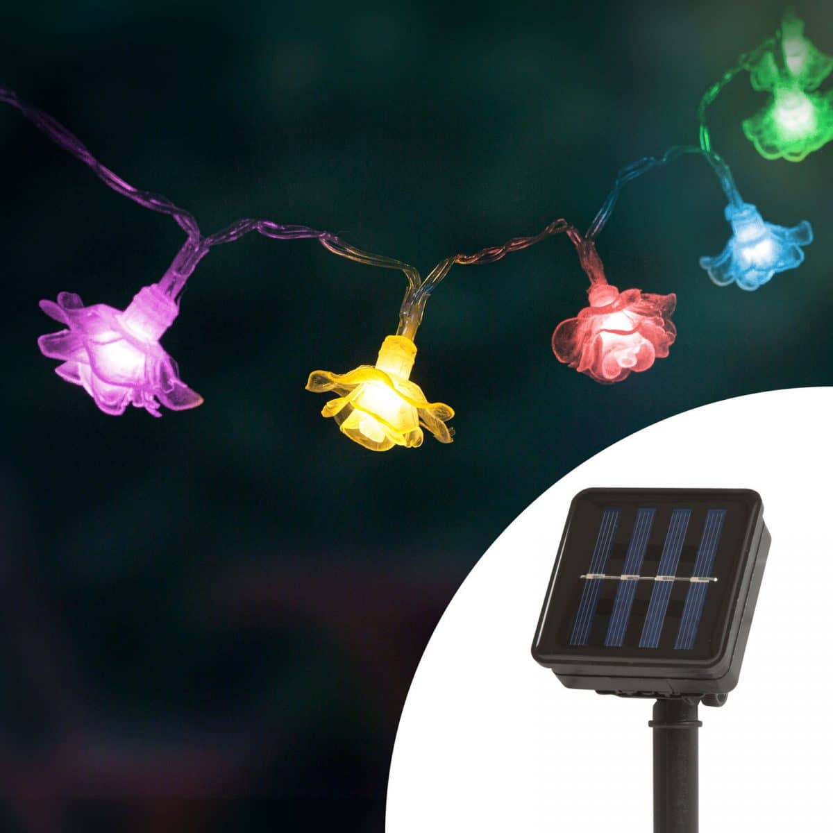 LED solarna veriga rožice 2.3 m 20 LED večbarvna