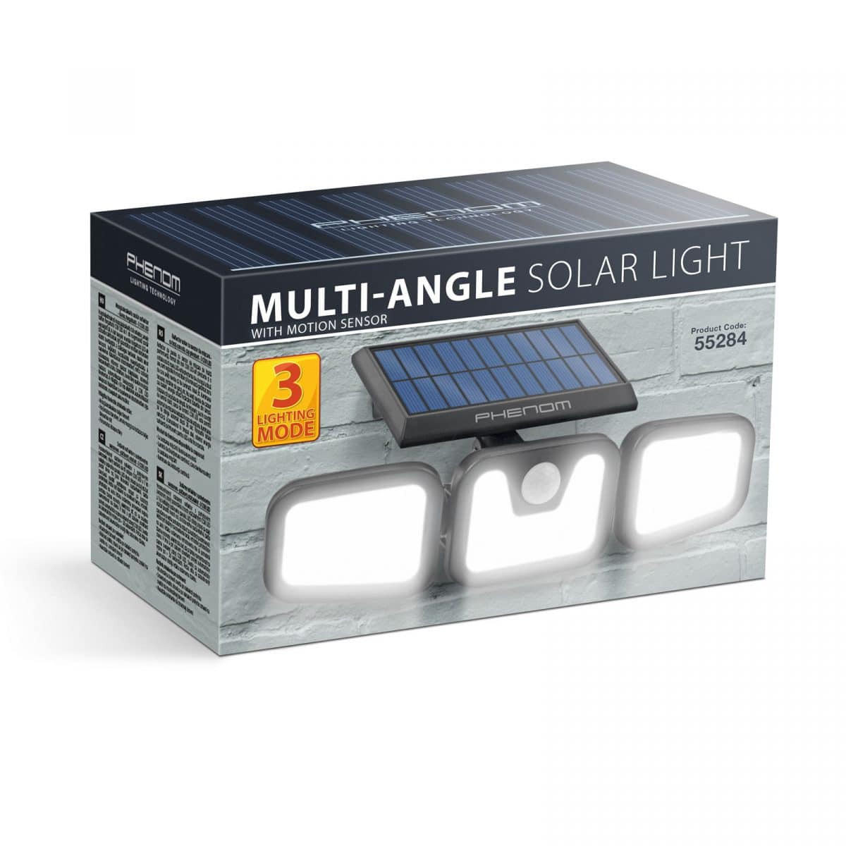 COB LED solarni reflektor 10W 600lm s senzorjem gibanja s 3 vrtljivimi glavami in 3 načini delovanja