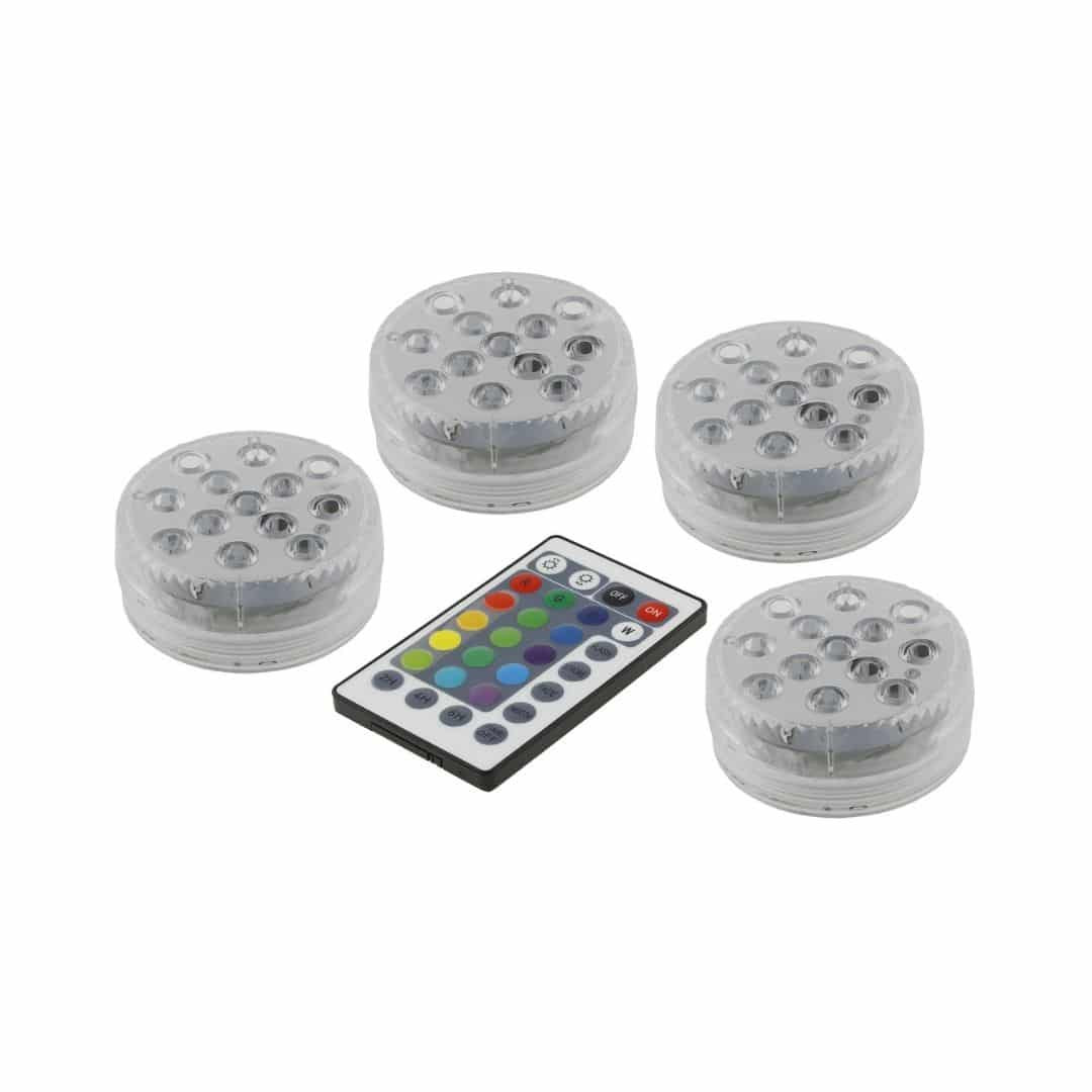 Set 4 vodotesnih RGB LED svetilk za bazen z daljinskim upravljalnikom IP68