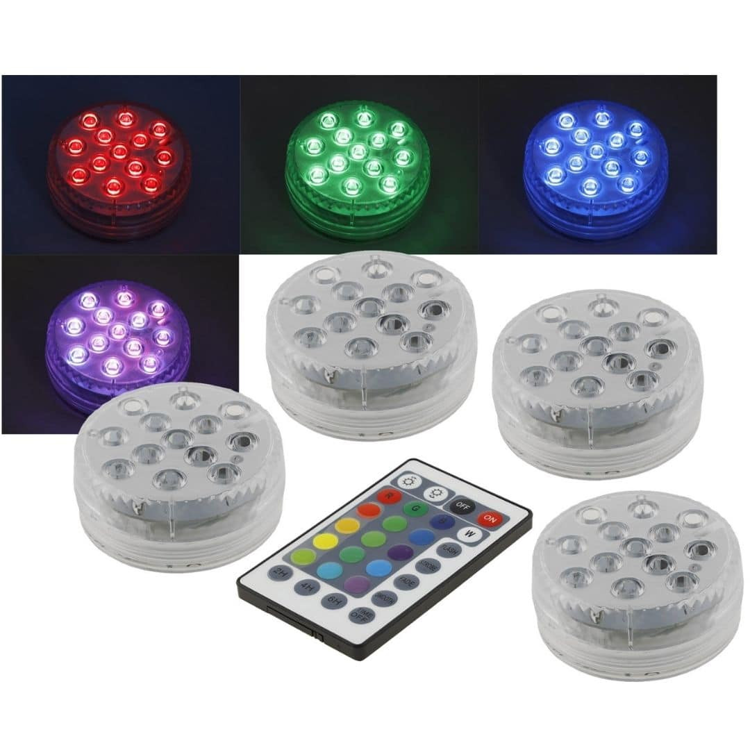 Set 4 vodotesnih RGB LED svetilk za bazen z daljinskim upravljalnikom IP68