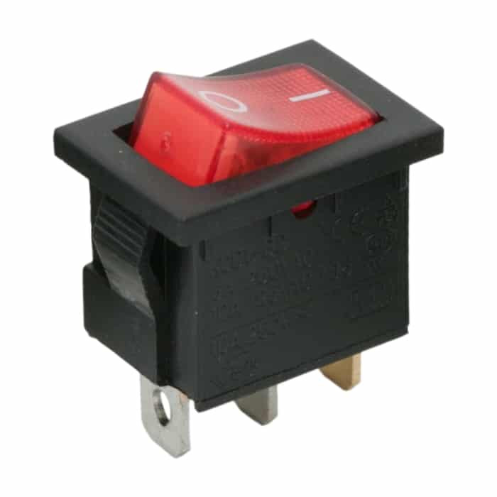 Preklopno vgradno stikalo OFF/ON 6 A (10 A) 250V AC rdeča osvetlitev