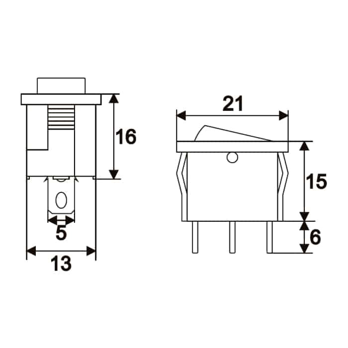Preklopno vgradno stikalo OFF/ON 6 A (10 A) 250V AC rdeča osvetlitev
