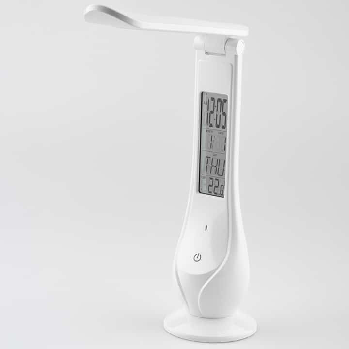 Namizna akumulatorska LED svetilka 4W 5000K z LCD zaslonom s prikazom ure, datuma in temperature