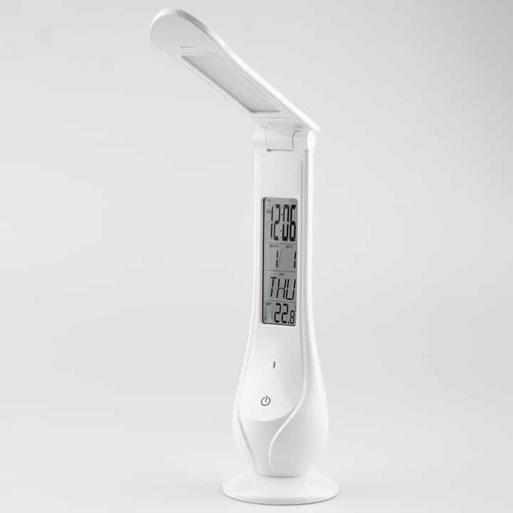 Namizna akumulatorska LED svetilka 4W 5000K z LCD zaslonom s prikazom ure, datuma in temperature