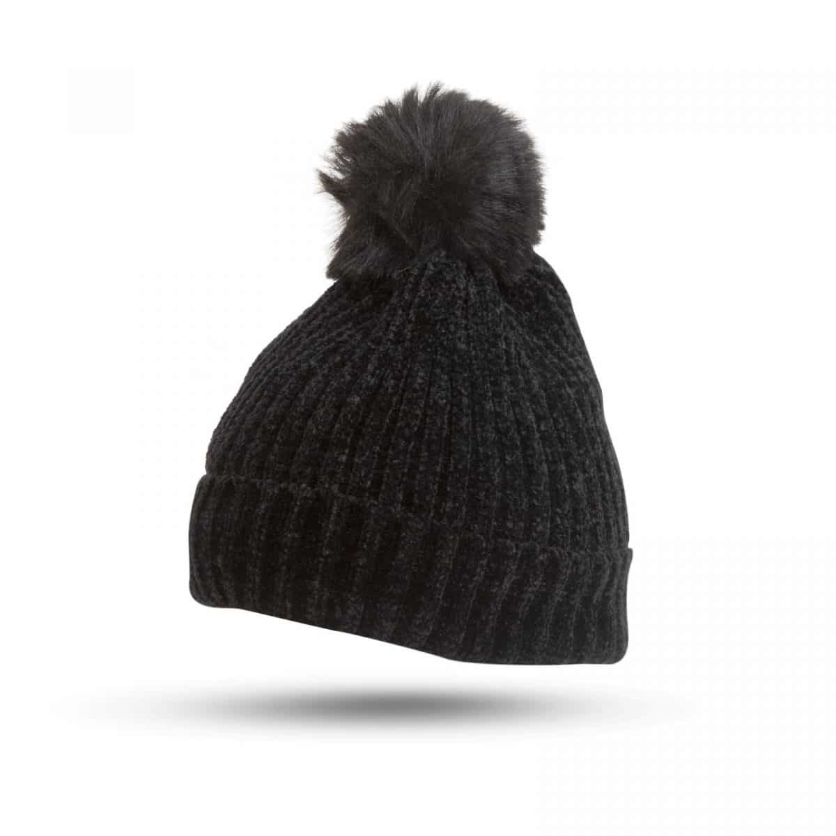 Zimska kapa s cofom unisex črna