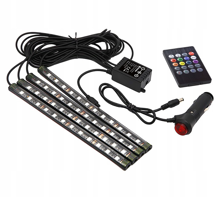 RGB LED osvetlitev notranjosti avtomobila 48 LED z daljincem