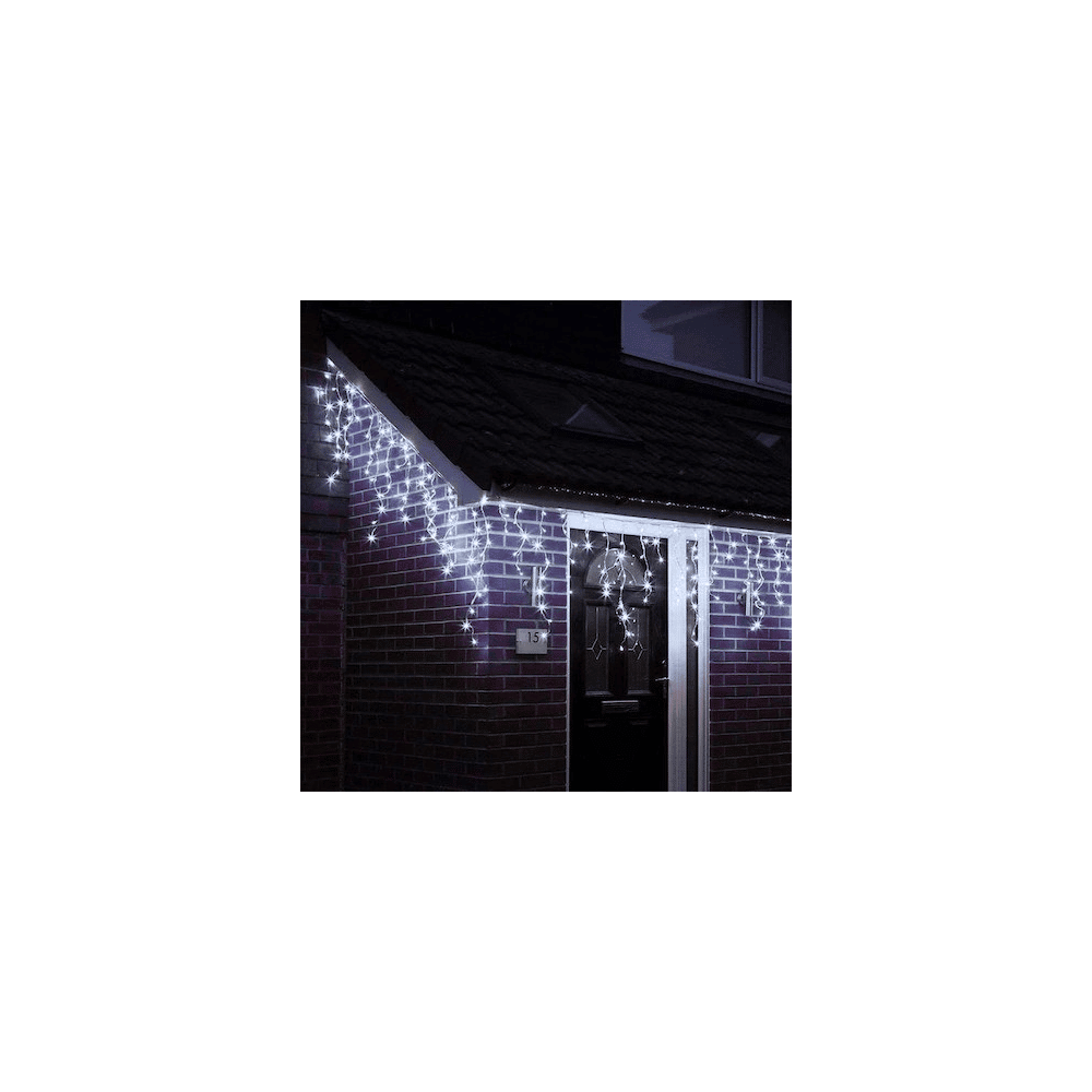 LED zavesa na baterije 100 LED 2.5m hladno bela zelen kabel 3xAA