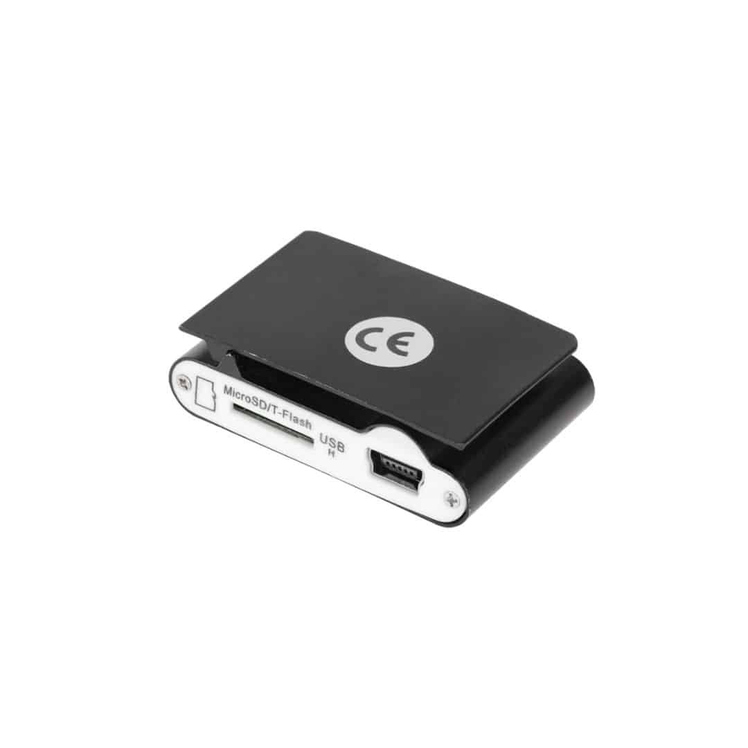 Mini kovinski mp3 predvajalnik na microSD kartico + slušalke + mini USB kabel črn
