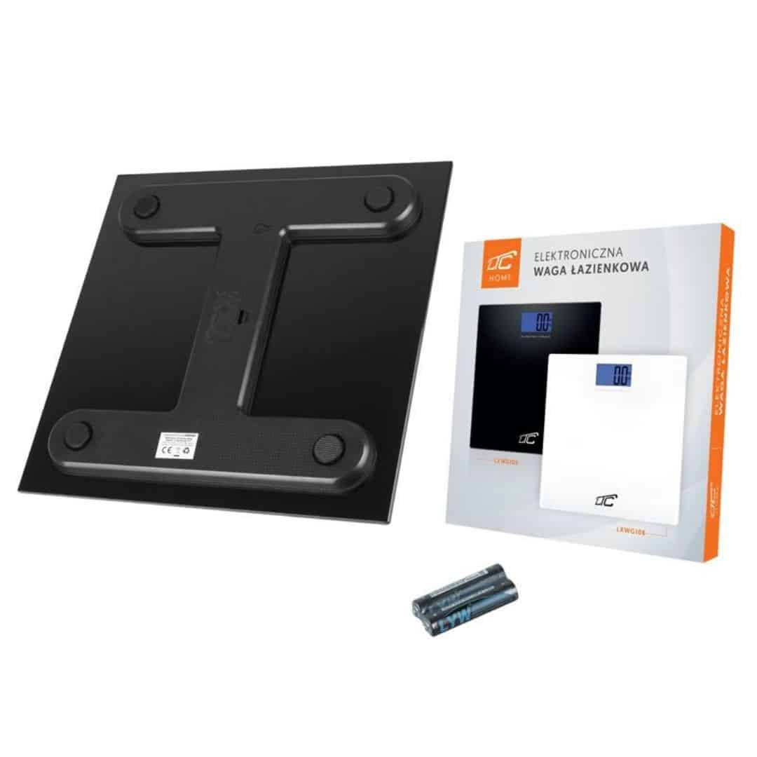 Osebna tehtnica max. 180kg 50g steklena z LCD zaslonom črna