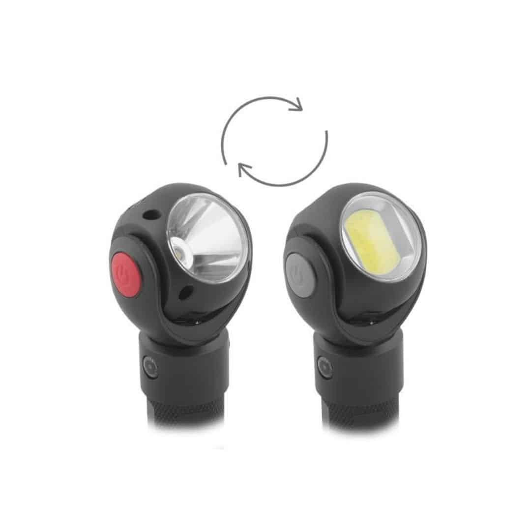 ALU žepna polnilna LED svetilka 360° 1xLED 8W + 1xCOB 3W 3xAAA / AKU 18650 microUSB