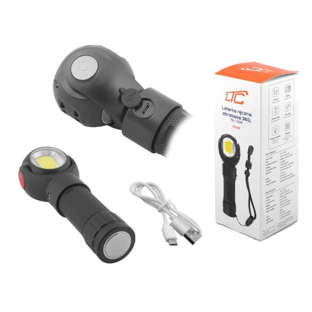 ALU žepna polnilna LED svetilka 360° 1xLED 8W + 1xCOB 3W 3xAAA / AKU 18650 microUSB