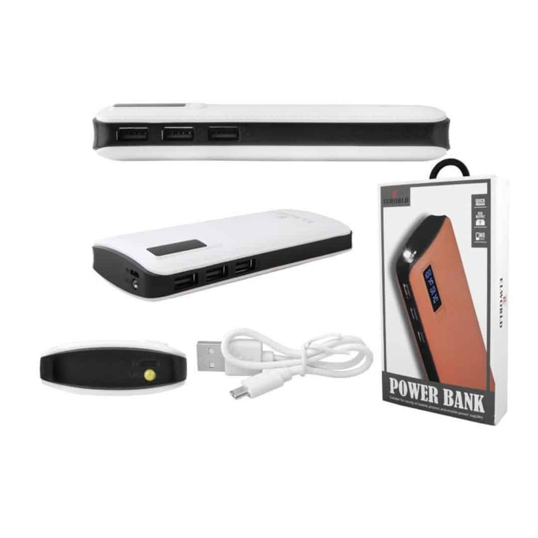 Prenosna baterija power bank 20000 mAh LCD 3 x USB bel
