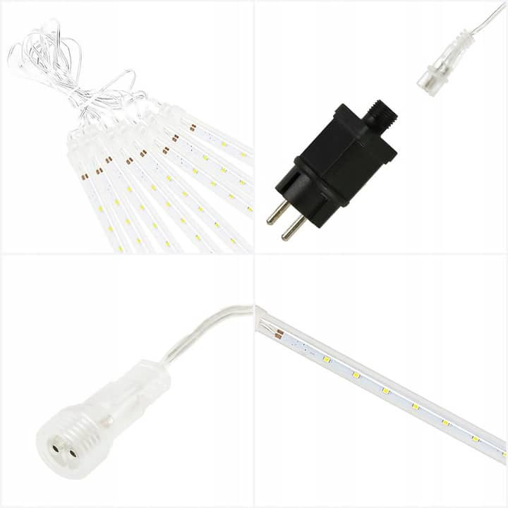 LED meteor ledene sveče 144 LED 8 kos hladno bele