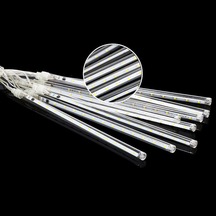 LED meteor ledene sveče 144 LED 8 kos hladno bele