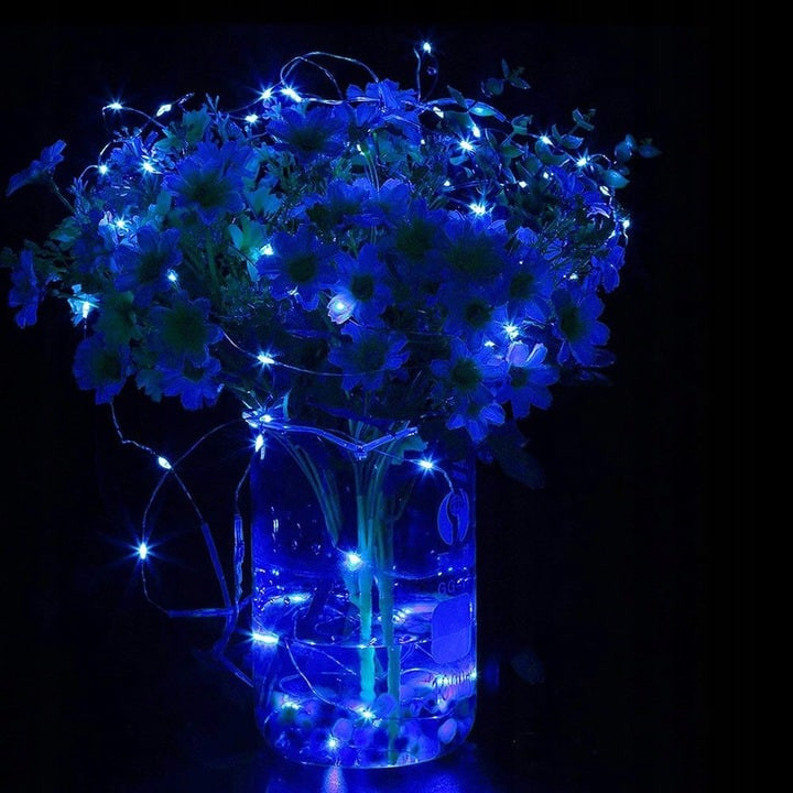 Micro LED novoletne lučke na baterije z daljincem 100 LED 10m modre 3xAA