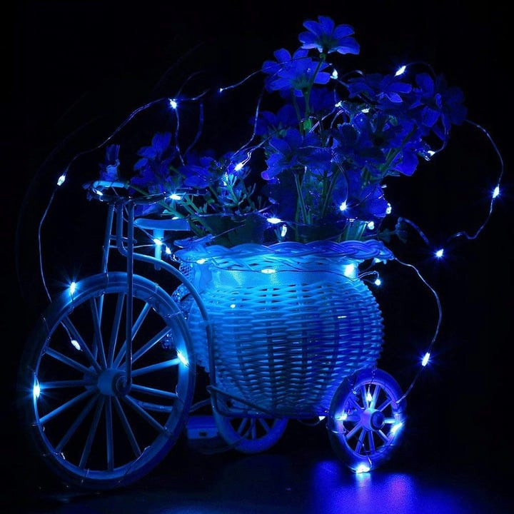 Micro LED novoletne lučke na baterije z daljincem 100 LED 10m modre 3xAA