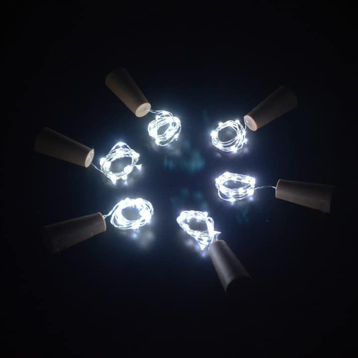 Micro LED lučke na baterije za v steklenico 20 LED hladno bele