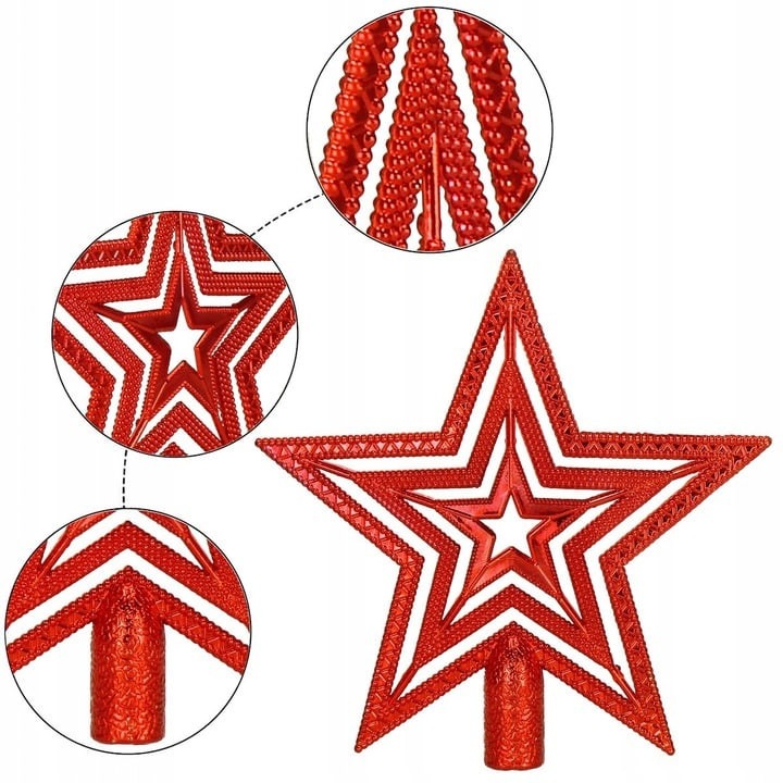 Zvezda za na božično jelko rdeča 10 cm