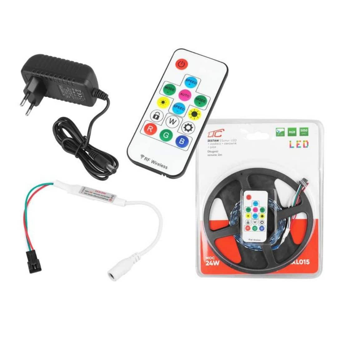 Set LED trak RGB WS2811 120 LED 2m IP20 + kontroler + pilot + napajalnik