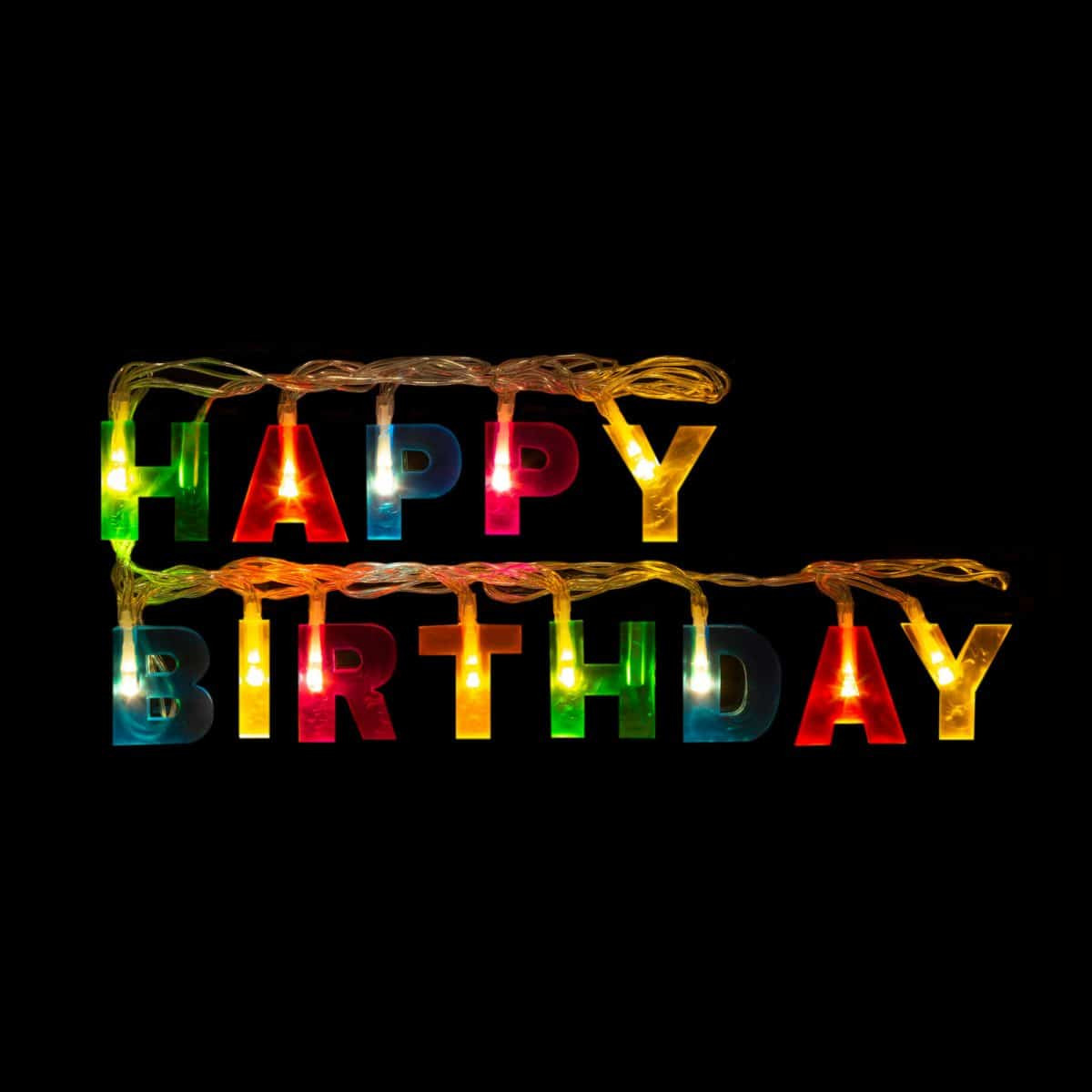 LED veriga na baterije napis "Happy Birthday" 13 LED 2 x AA 2m