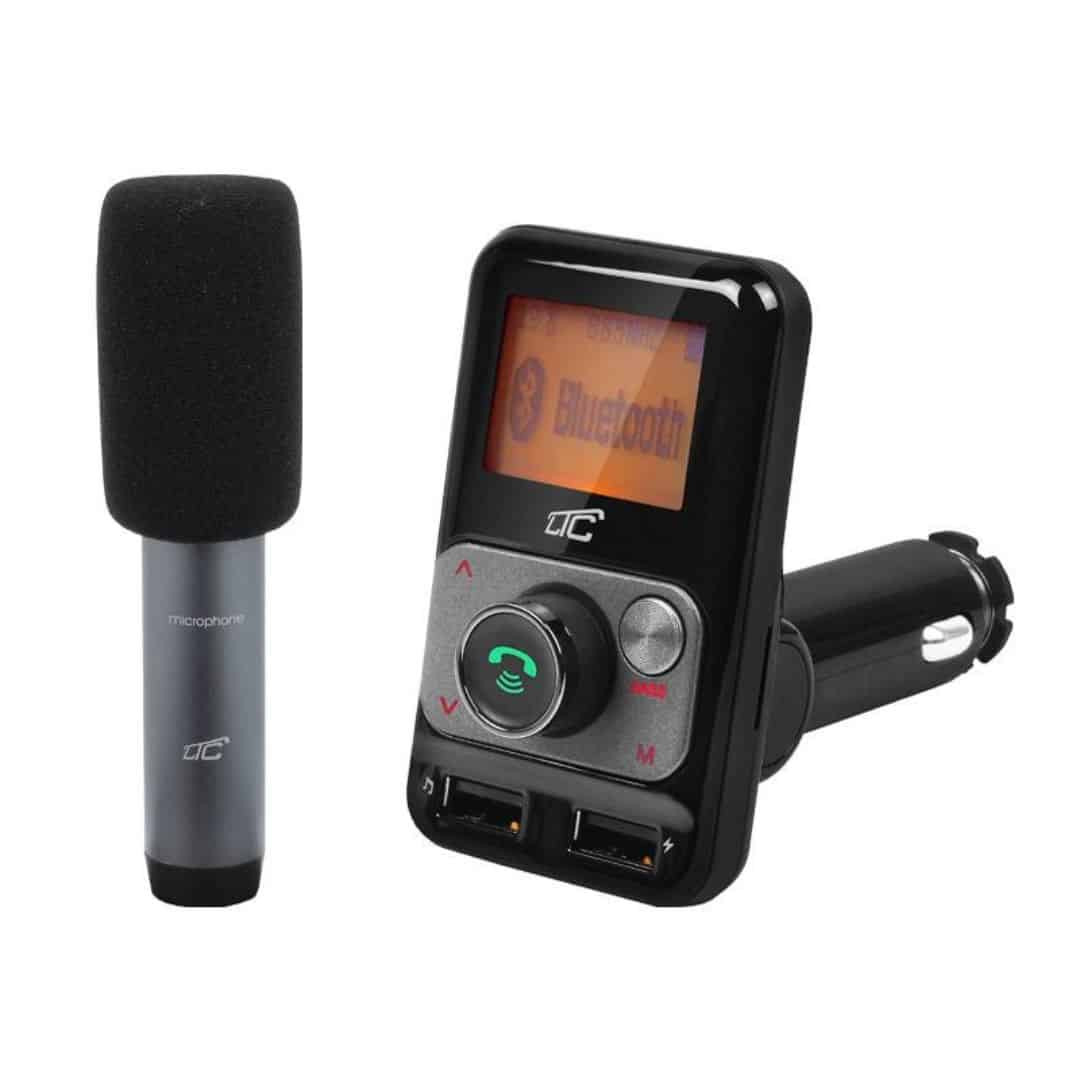 FM bluetooth 5.0 oddajnik transmitter z mikrofonom 2xUSB 1+2,4A