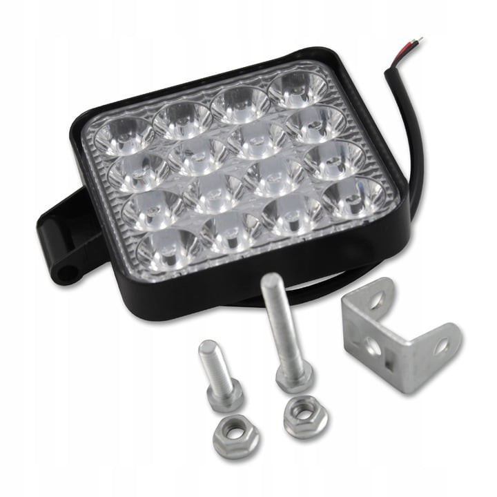 LED delovna svetilka 10-30V IP67 48W 16 LED 6000K kvadratna