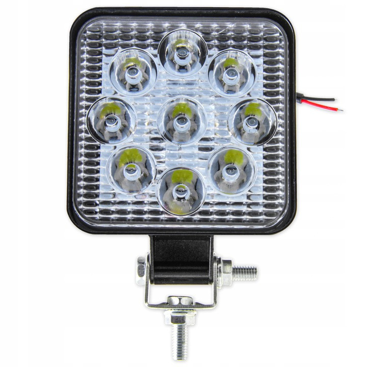 LED delovna svetilka 10-30V IP67 27W 9 LED 6000K kvadratna