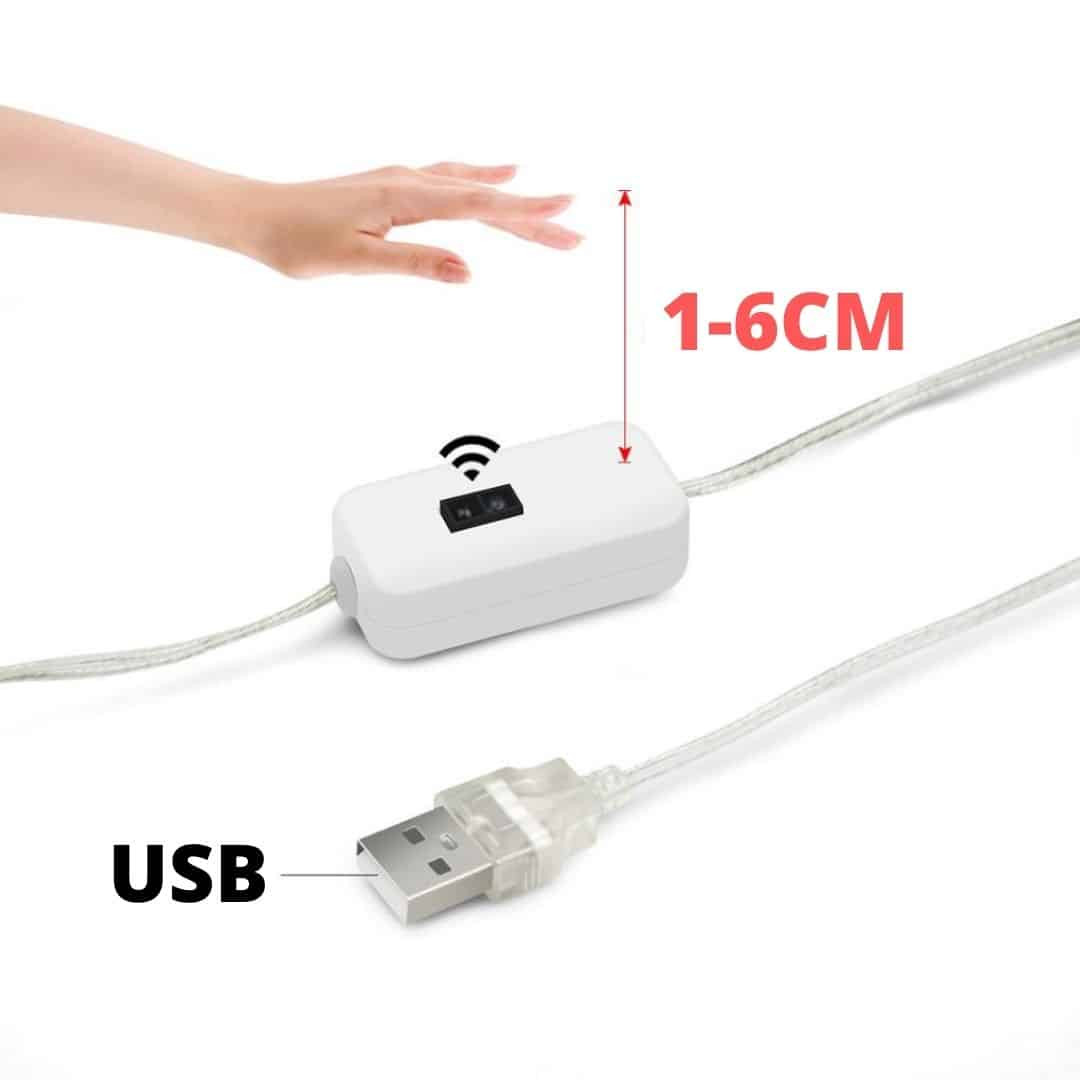 USB LED trak 1m 60 LED z IR senzorjem z zaznavo bližine roke hladno beli 6500K