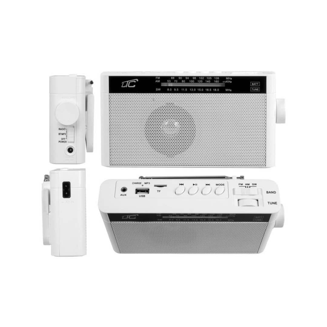 Prenosni radio s polnilno baterijo, Bluetoothom, USB, TF bele barve