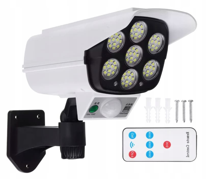 LED solarna svetilka v obliki kamere 77 LED 400lm 8W 6500K z daljincem