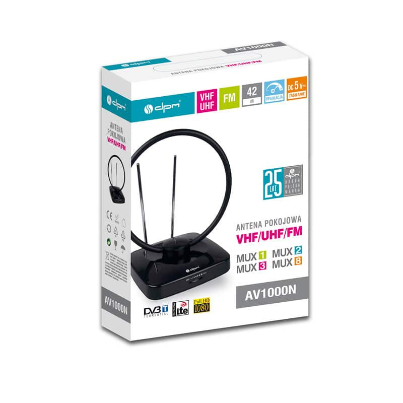 Notranja DVB-T VHF / UHF / FM antena, 42 dB