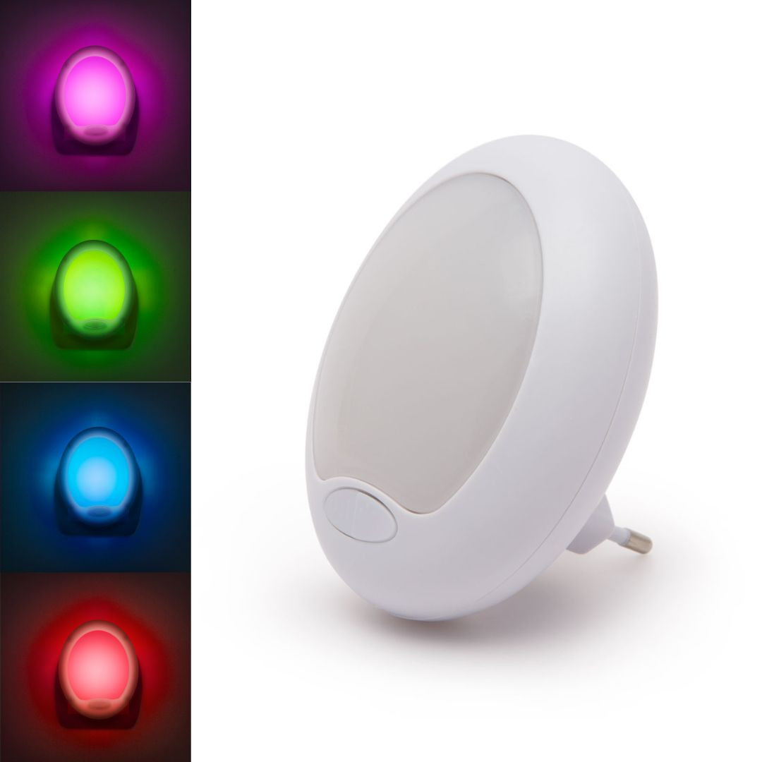 Večbarvna RGB LED nočna lučka 7 LED 1.5W za v vtičnico