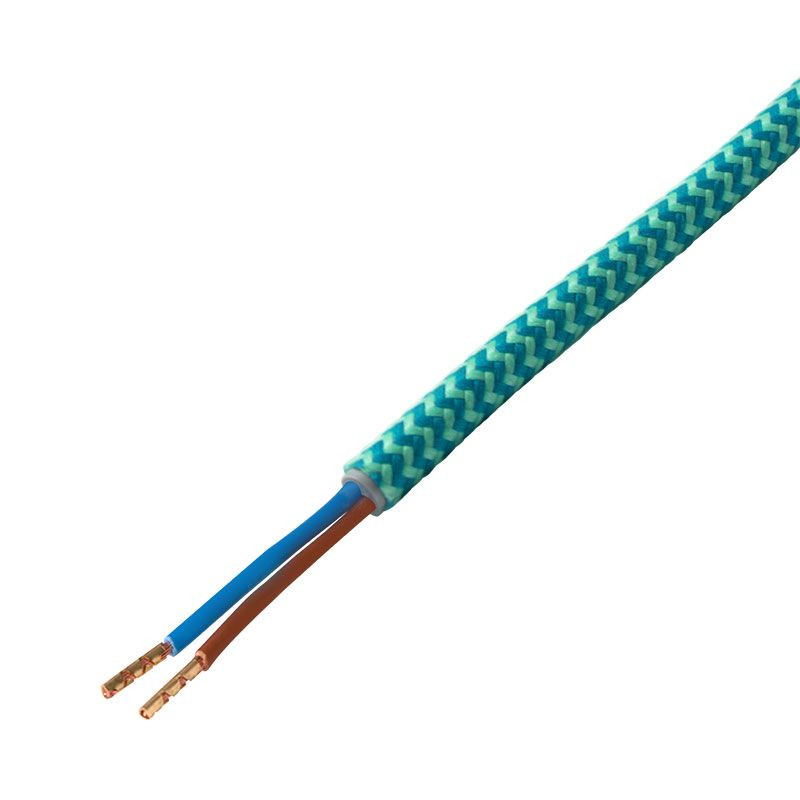Kabel prevlečen s tekstilom 1,8m 2x0,75mm  turkizna/modra