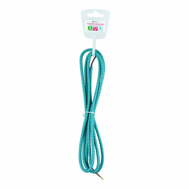 Kabel prevlečen s tekstilom 1,8m 2x0,75mm  turkizna/modra