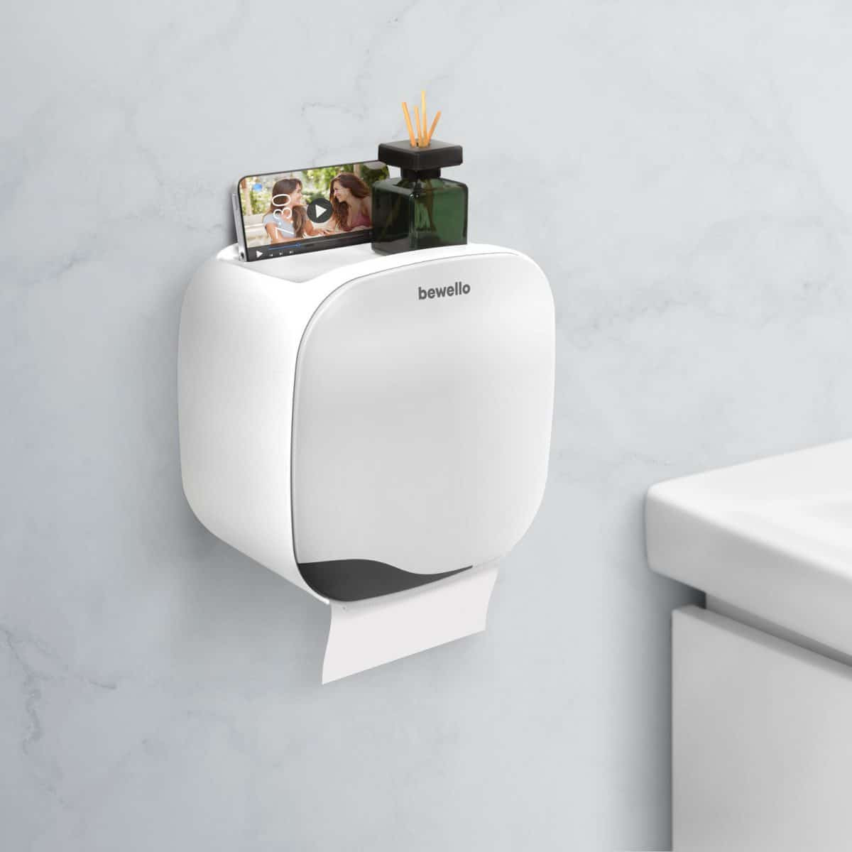 Stensko držalo za WC papir 200 x 130 x 205 mm belo