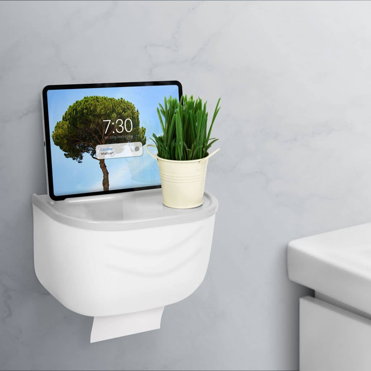 Stensko držalo za WC papir 210 x 135 x 135 mm belo