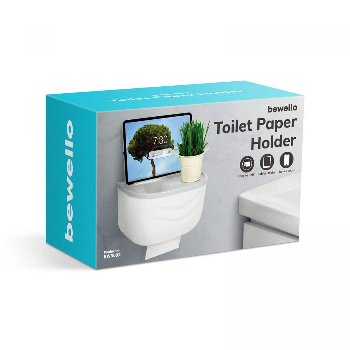 Stensko držalo za WC papir 210 x 135 x 135 mm belo