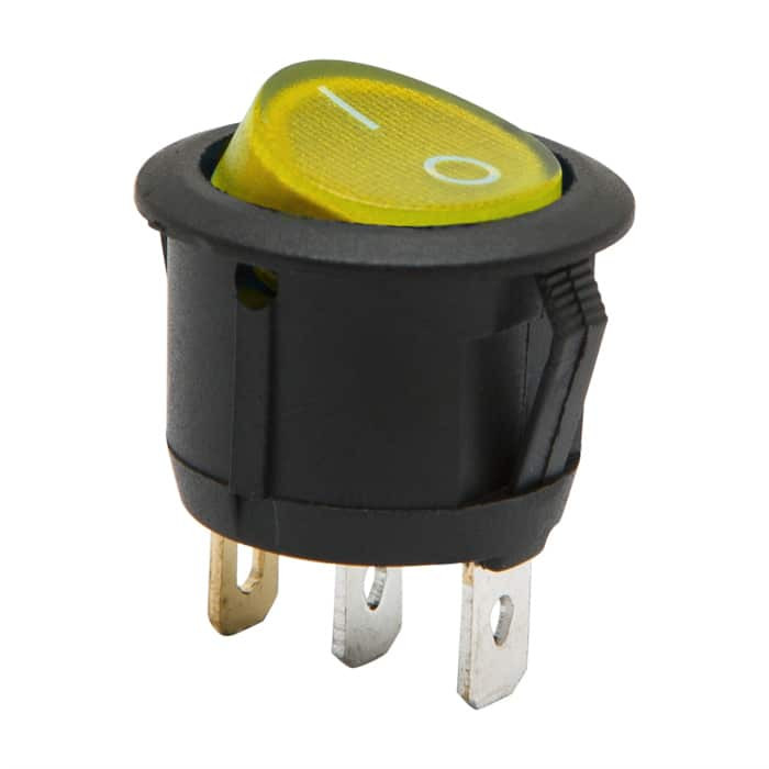 Preklopno vgradno stikalo OFF/ON 6A 250V rumena osvetlitev