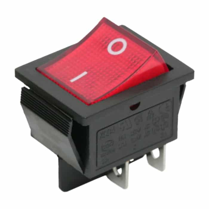 Preklopno vgradno stikalo OFF/ON 16A 250V rdeča osvetlitev