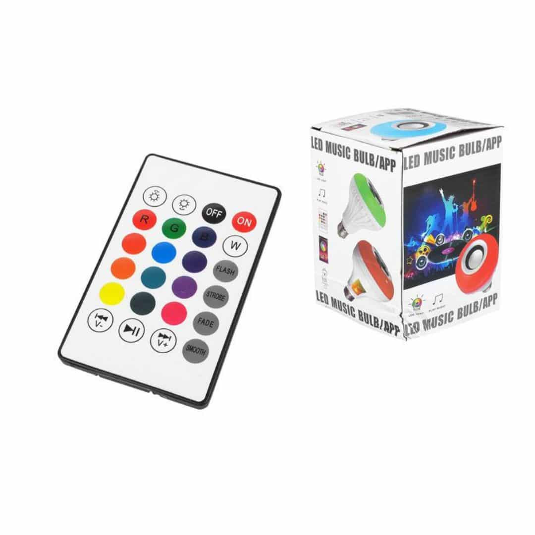 RGB LED sijalka z bluetooth zvočnikom in daljincem 12W
